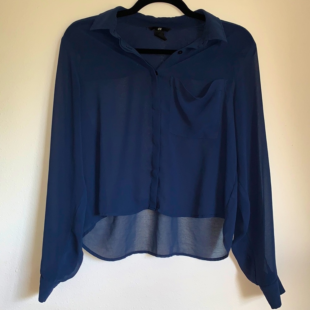 H&M Sheer Blue Button Down - Size 4